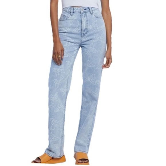 Pacsun 90’s Boyfriend Jeans Butterfly Butterflies Size 26 Inseam 31” - Picture 3 of 7